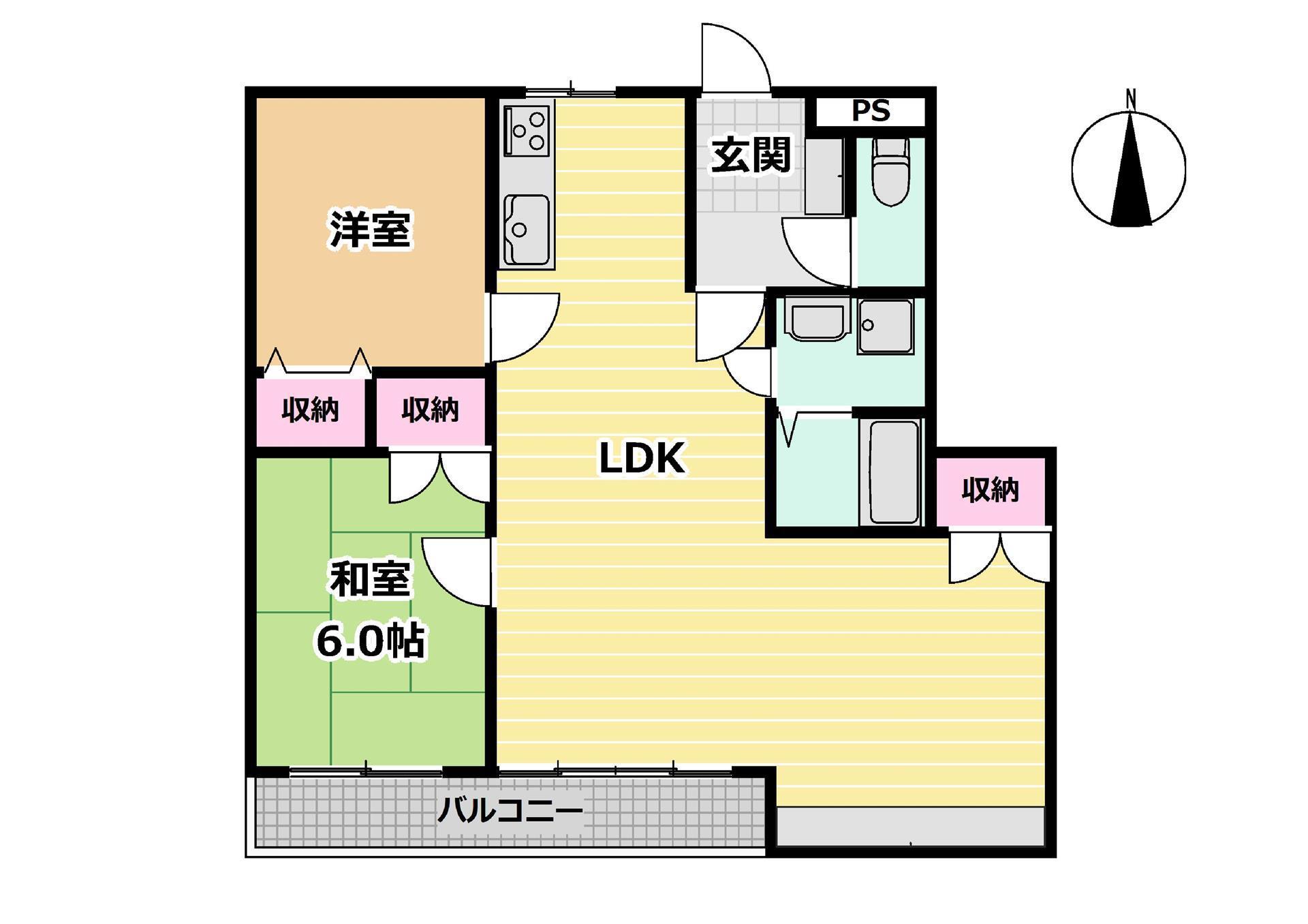 グランレーヴ(2LDK/1階)の間取り写真