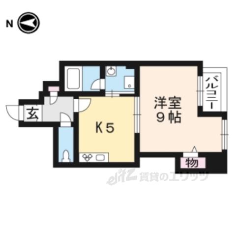 雅綾小路(1DK/3階)の間取り写真