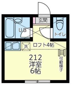 ユナイト仲通マリアージュの杜(ワンルーム/2階)の間取り写真