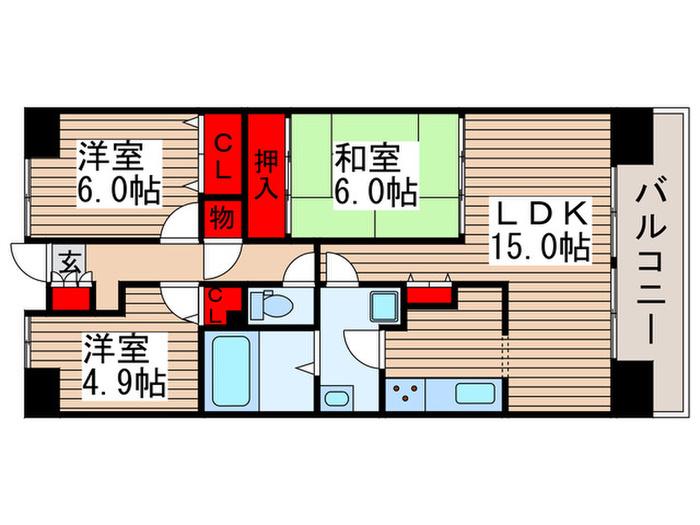 白井ロジュマン(3LDK/4階)の間取り写真