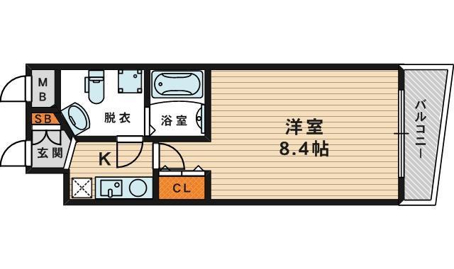 プラ・ディオ森小路セレニテ(1K/3階)の間取り写真