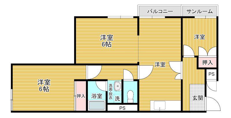 HEIGHTS41 D-(2LDK/1階)の間取り写真