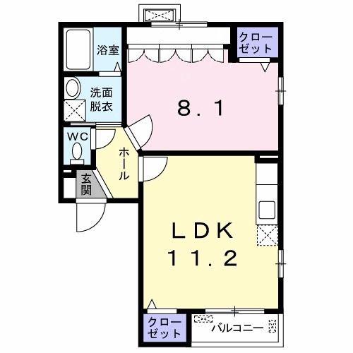ライラック(1LDK/2階)の間取り写真