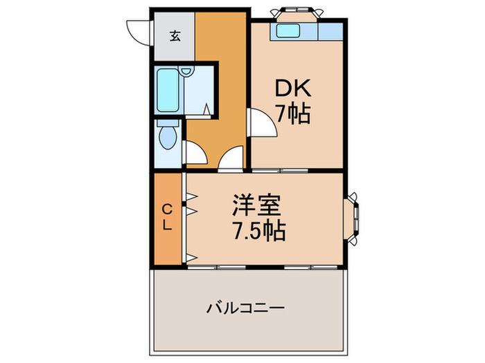 シャトーピープル(1DK/4階)の間取り写真