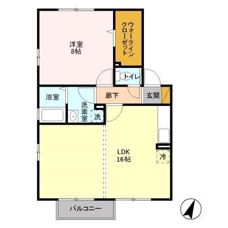 第3グリーンハイツ(1LDK/2階)の間取り写真