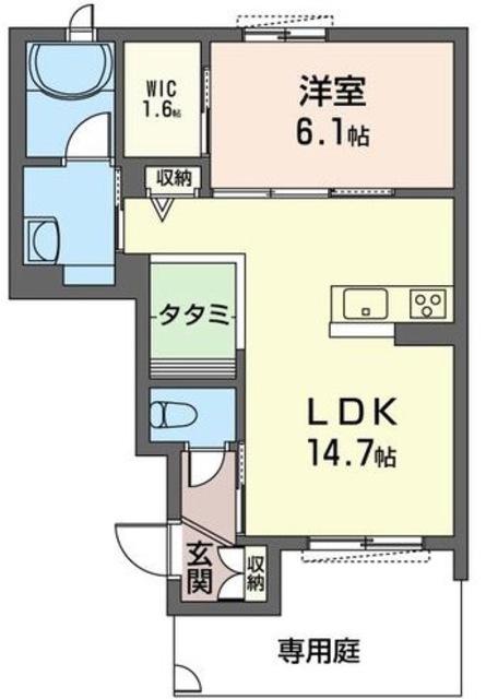 スカイコート(1LDK/1階)の間取り写真