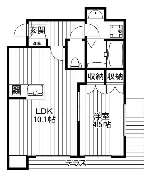 エスポワール(1LDK/1階)の間取り写真
