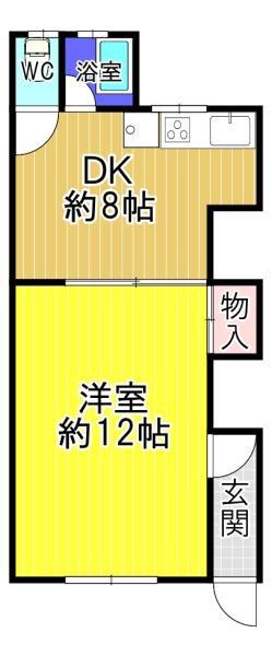 ジェリーはうす(1DK/2階)の間取り写真
