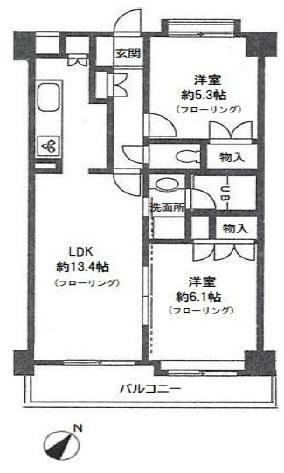 サンパティーク(2LDK/5階)の間取り写真