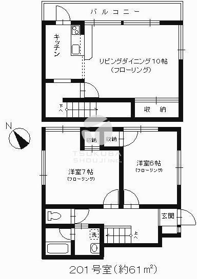原町いずみハイム(2LDK/2階)の間取り写真