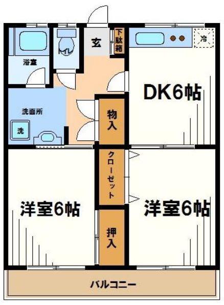 コスモマンション(2DK/3階)の間取り写真