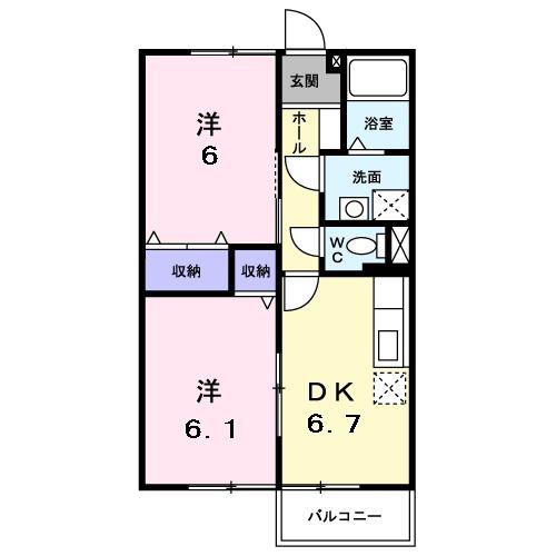 サンスクエア21・B(2DK/2階)の間取り写真