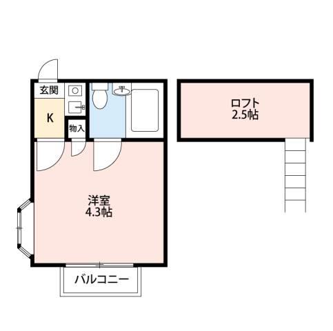 ペアパレス赤塚A(1K/2階)の間取り写真