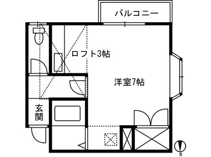 時沢ニューハイツ(ワンルーム/1階)の間取り写真