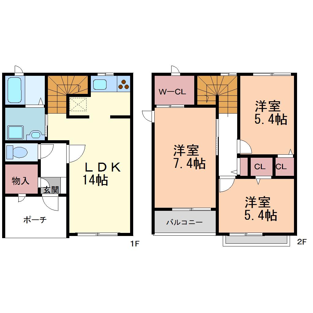 ディアス桃山東(3LDK/1階)の間取り写真