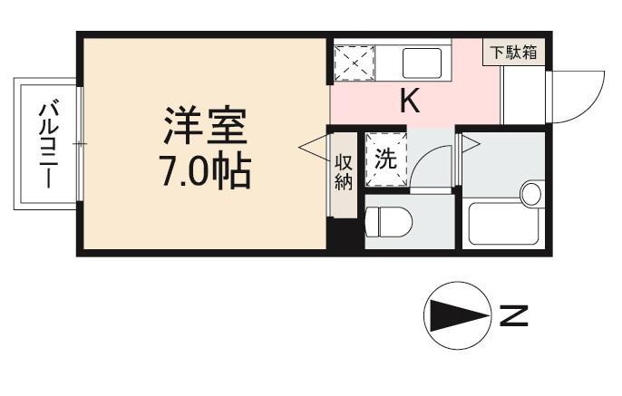フォブール坂田(1K/1階)の間取り写真