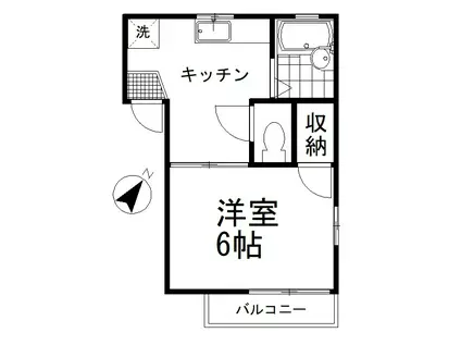 パークハイツ若宮(1K/2階)の間取り写真