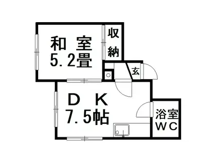 スカイハイツ(1DK/2階)の間取り写真