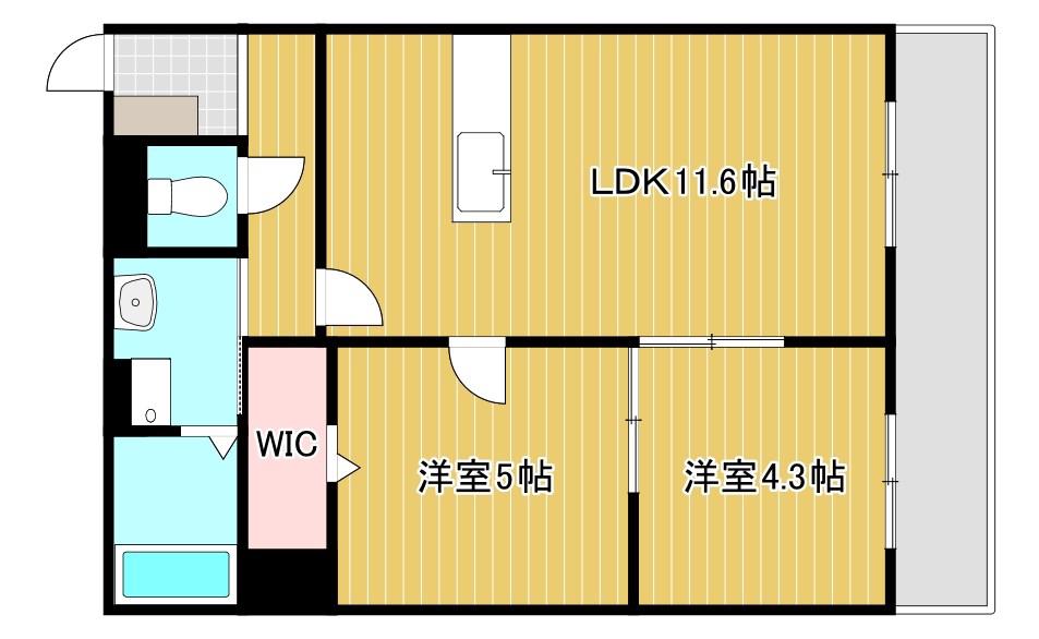 グラン ディアス(2LDK/3階)の間取り写真