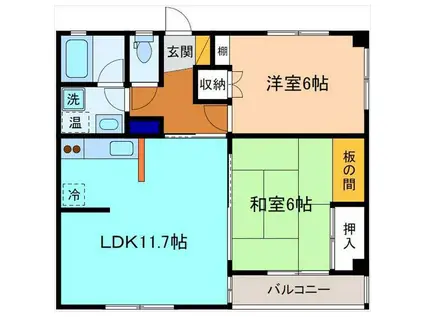 シェイモア法光寺(2LDK/1階)の間取り写真