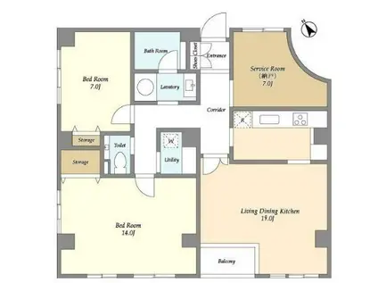 カステーオ目黒原町(2SLDK/1階)の間取り写真