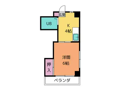 アーバンハイツ港橋(1K/4階)の間取り写真