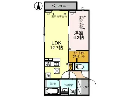 D-RESIDENCE藤江II(1LDK/1階)の間取り写真
