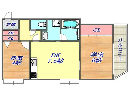 サンビルダー青谷(2LDK/2階)の間取り写真