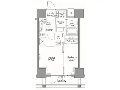 ザ・パークハビオSOHO南青山(1DK/4階)の間取り写真