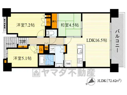 ジオ千里中央スカイコートB棟(3LDK/6階)の間取り写真