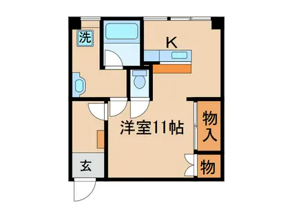 リッチモンド栗林公園(1K/2階)の間取り写真