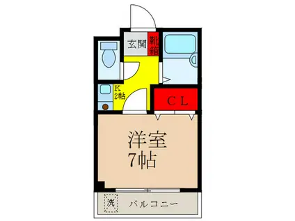 マンション栄本町(1K/2階)の間取り写真