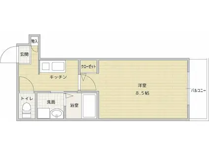ディアメゾン住ノ江II(1K/2階)の間取り写真