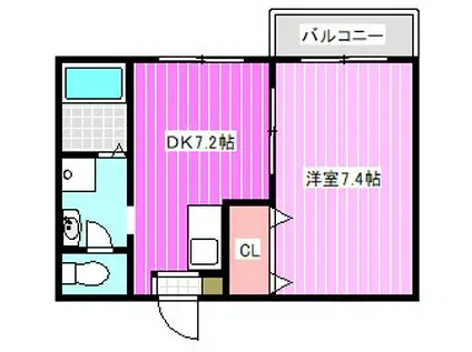 ロイヤルコート宮田(1DK/2階)の間取り写真