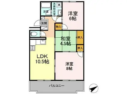 ローズハイツ川口(3LDK/4階)の間取り写真