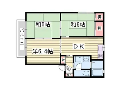 ディアス鵤 A棟(3DK/2階)の間取り写真