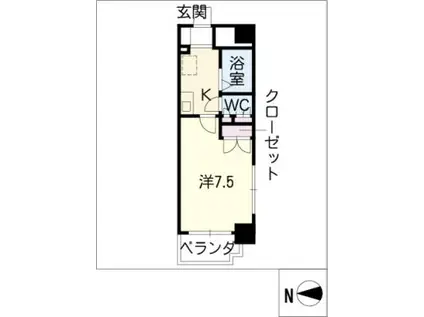 クレセント葵(1K/3階)の間取り写真