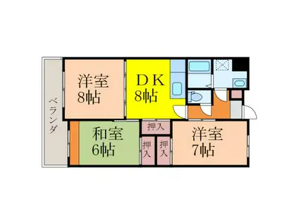衣山大東ビル(3DK/11階)の間取り写真