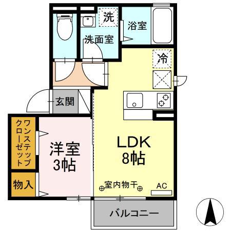 アルル新百合ヶ丘(1LDK/1階)の間取り写真