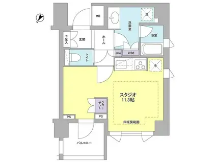 リヴェール赤坂(ワンルーム/3階)の間取り写真