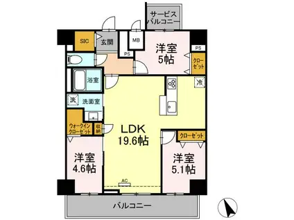 アーデルドルフ東山(3LDK/6階)の間取り写真