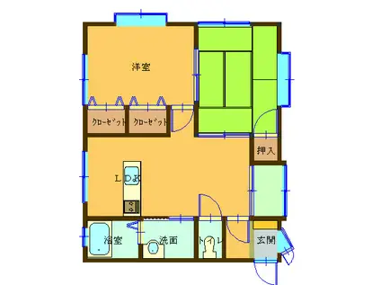 エクセレンス末広(2LDK/2階)の間取り写真