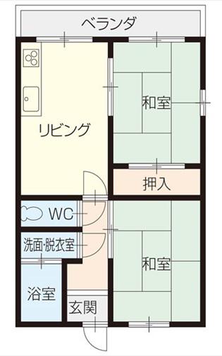 藤井ハイツ(2DK/2階)の間取り写真