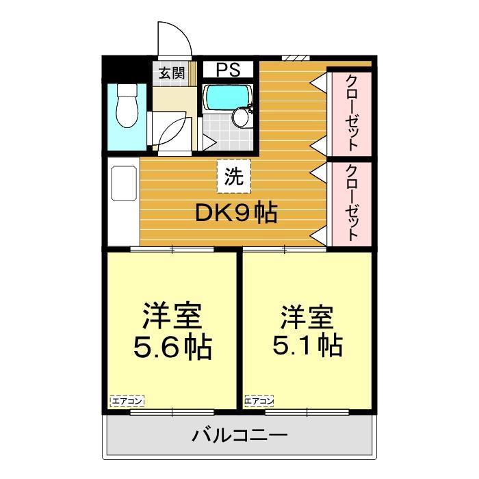 綾羅木FTビル(2DK/2階)の間取り写真
