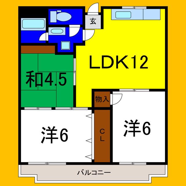 第2 サニーハイツ(3LDK/4階)の間取り写真