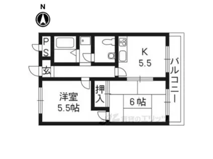 ミササギハイツ(2DK/1階)の間取り写真