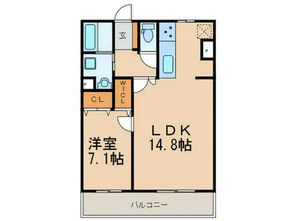アクタス博多Vタワー(1LDK/13階)の間取り写真