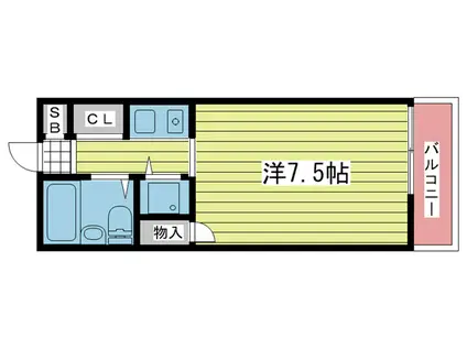 AQUA鈴蘭台II(ワンルーム/2階)の間取り写真