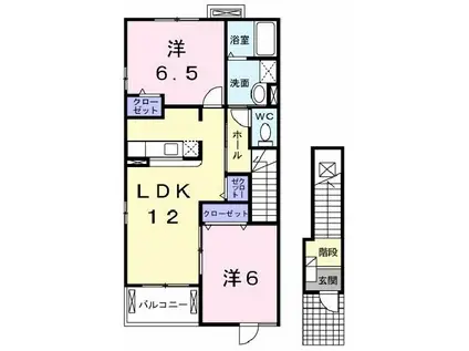 アルバ・田の上A(2LDK/2階)の間取り写真