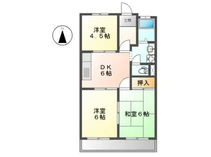 シャトー一宮(3DK/1階)の間取り写真